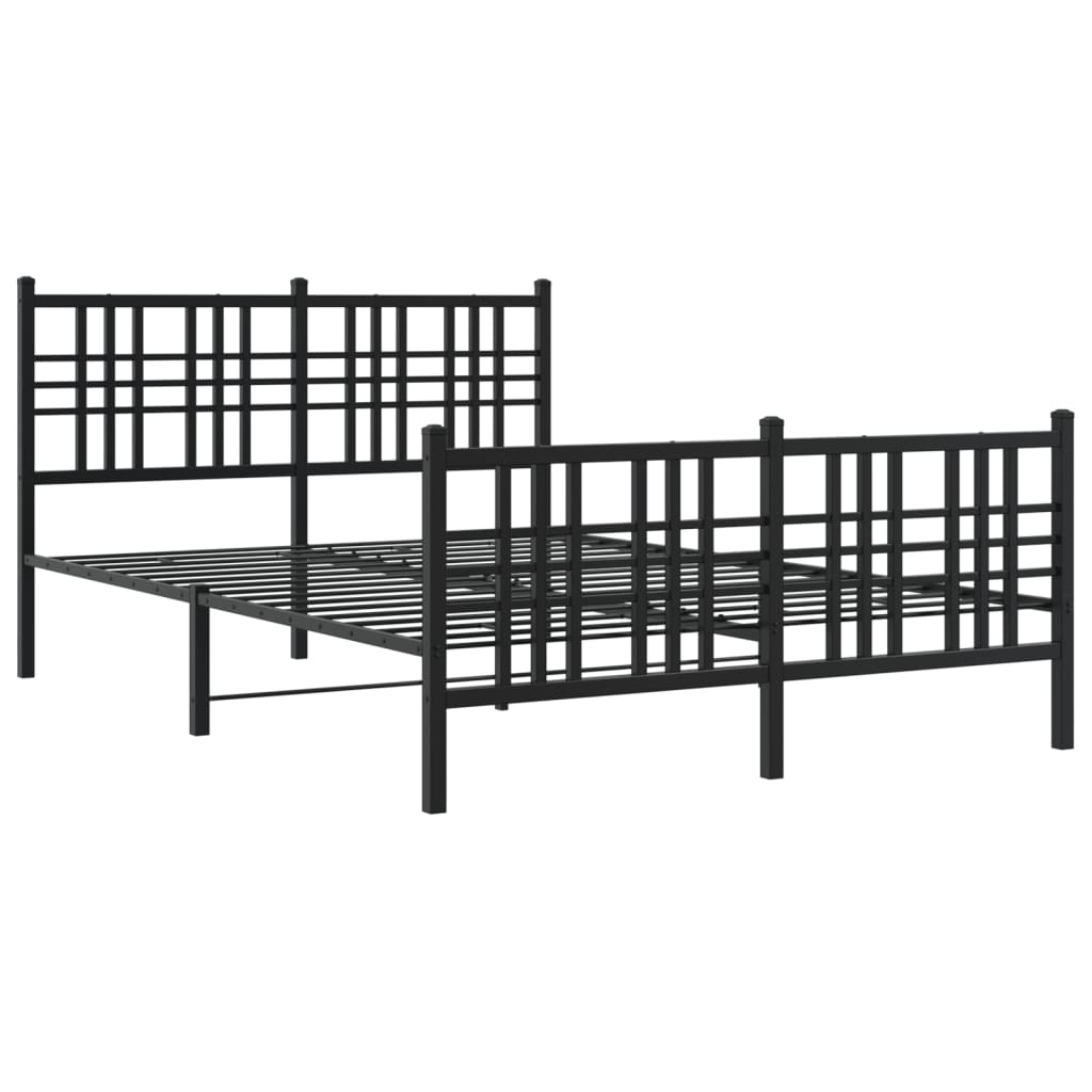 Sengeramme i metall med hode- og fotgavl svart 137x190 cm