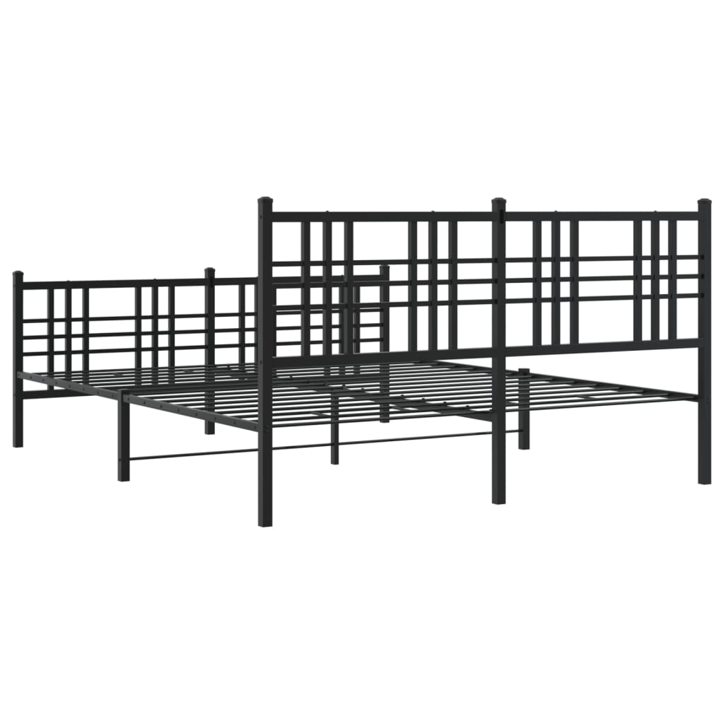 Sengeramme i metall med hode- og fotgavl svart 150x200 cm