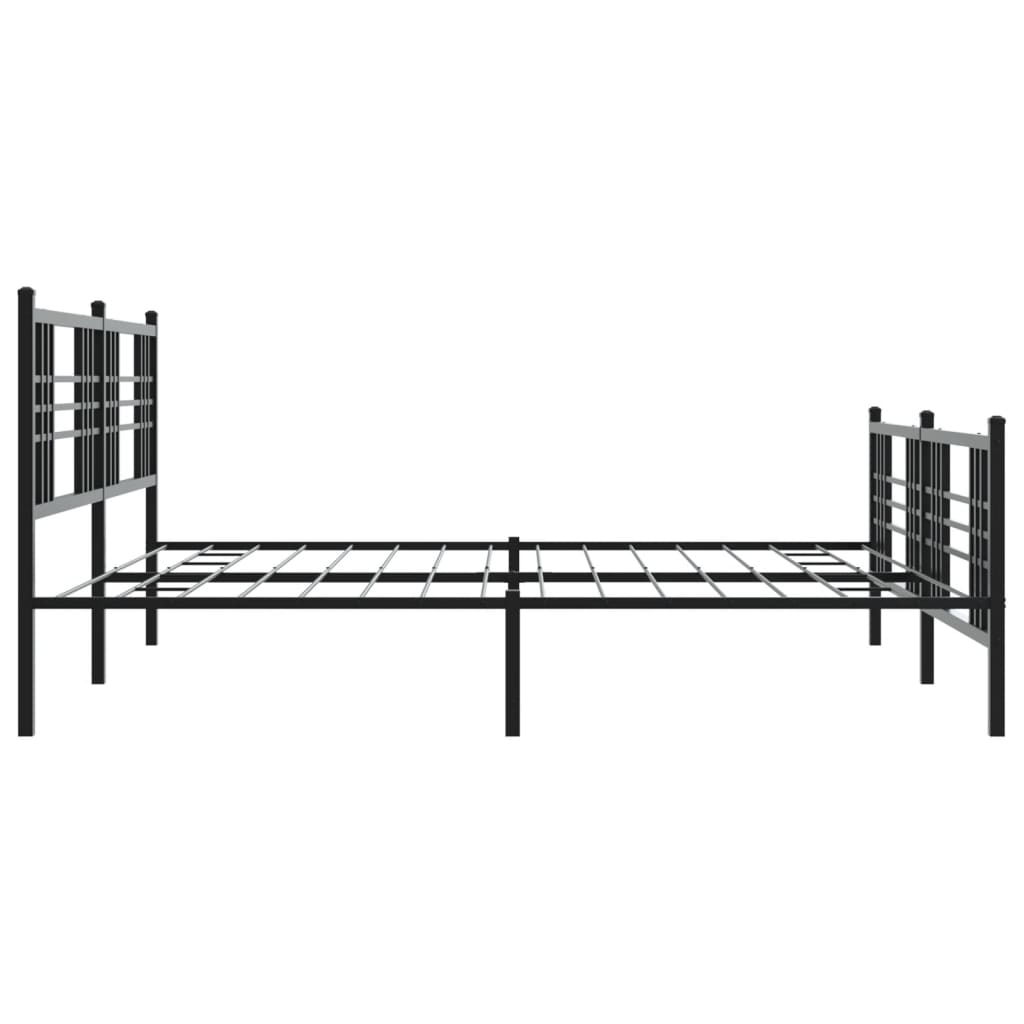 Sengeramme i metall med hode- og fotgavl svart 193x203 cm
