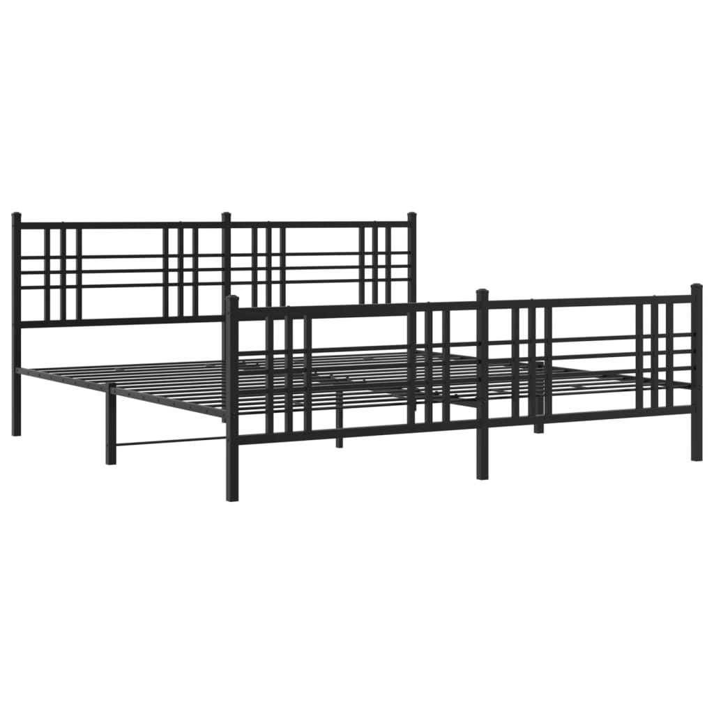 Sengeramme i metall med hode- og fotgavl svart 200x200 cm vidaXL