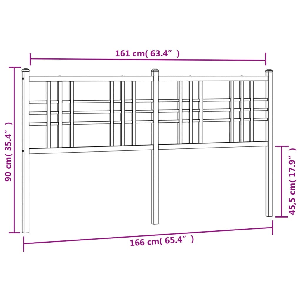 Utskiftbar sengegavl i metall svart 160 cm