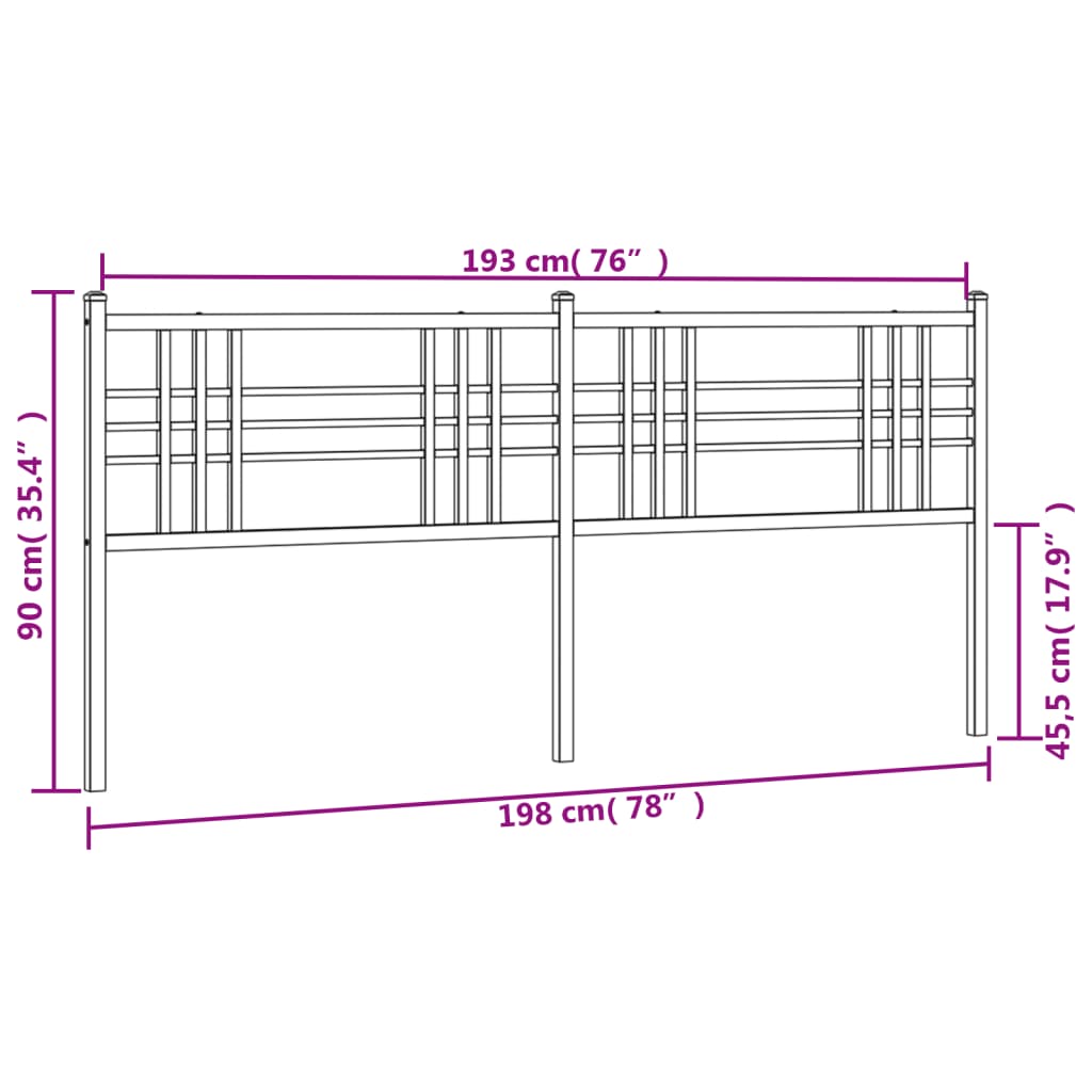 Utskiftbar sengegavl i metall svart 193 cm