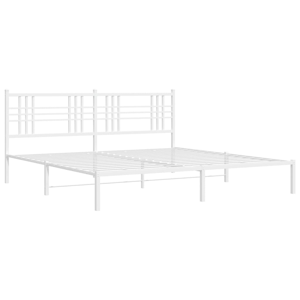 Sengeramme i metall med hodegavl hvit 183x213 cm
