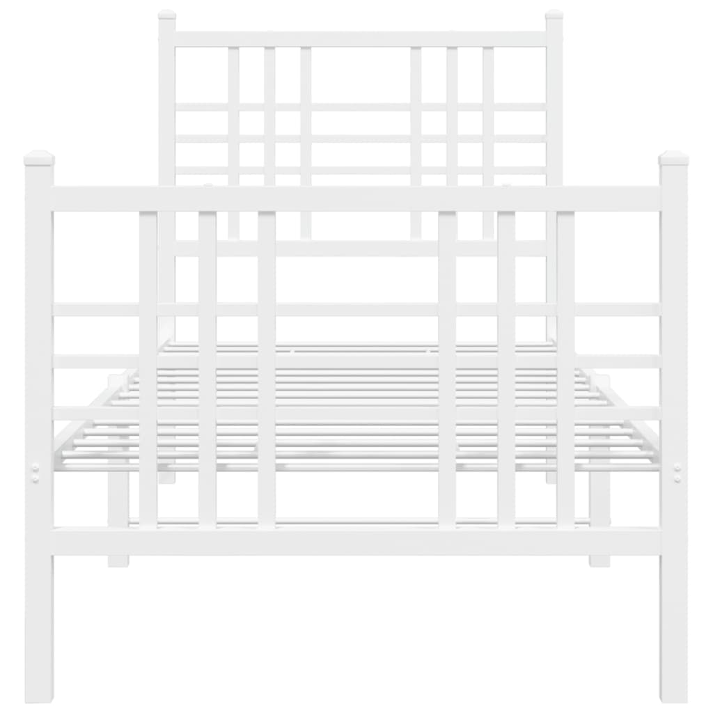 Sengeramme i metall med hode- og fotgavl hvit 80x200 cm
