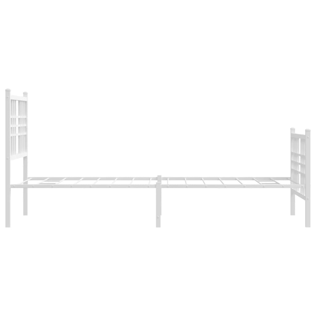 Sengeramme i metall med hode- og fotgavl hvit 80x200 cm