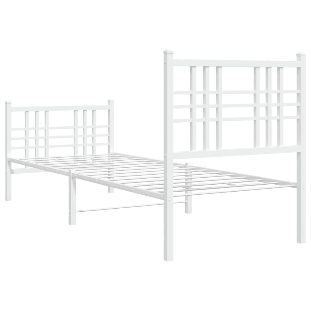 Sengeramme i metall med hode- og fotgavl hvit 80x200 cm