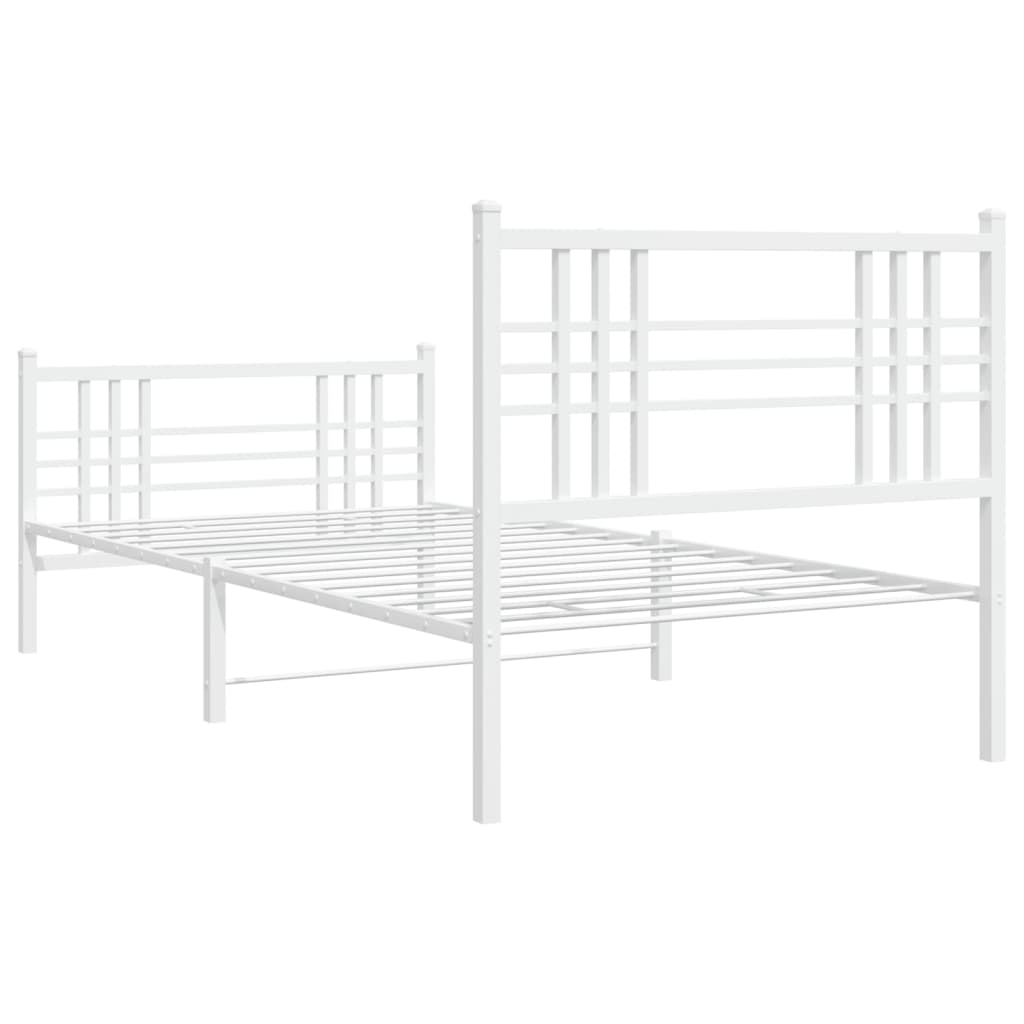 Sengeramme i metall med hode- og fotgavl hvit 90x190 cm vidaXL