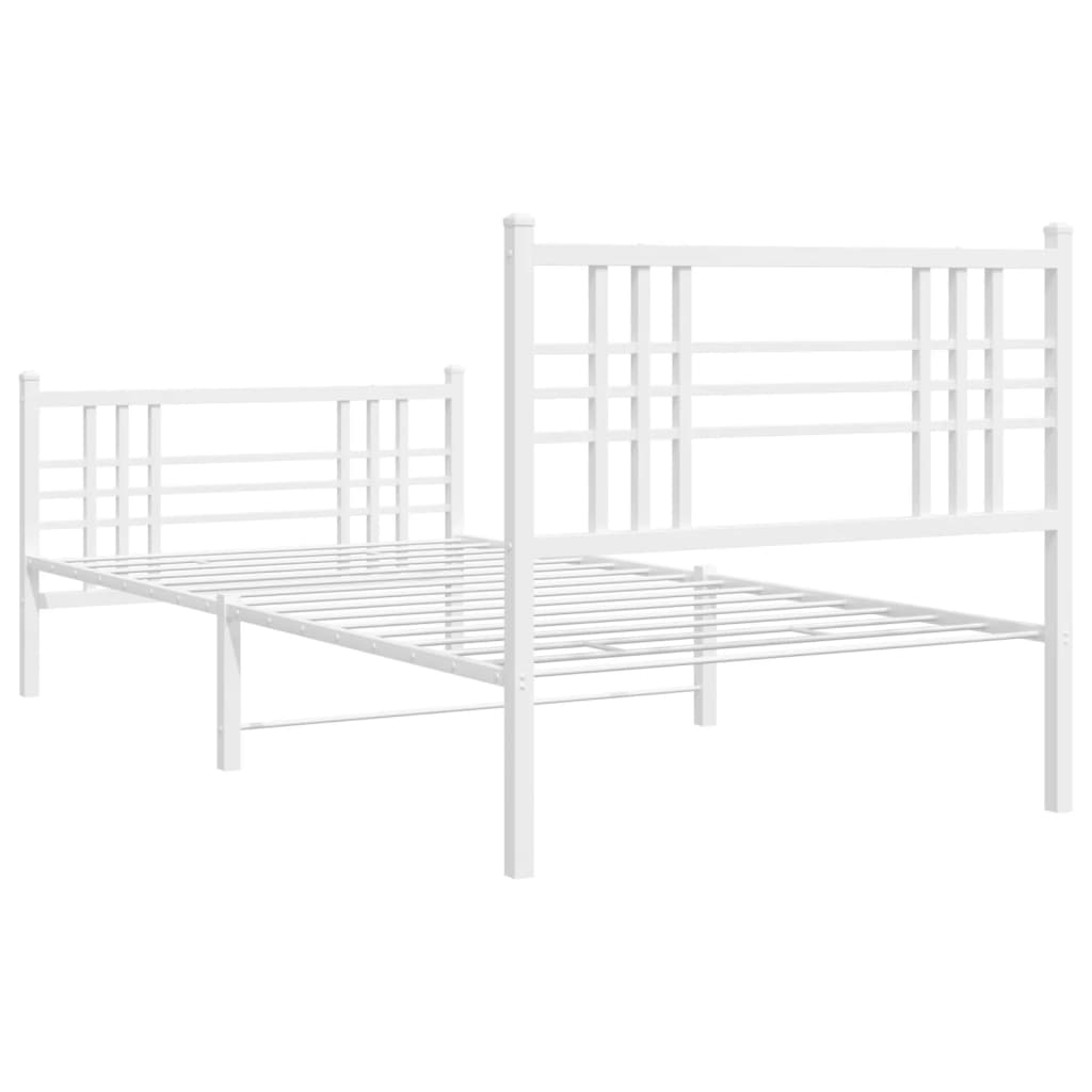 Sengeramme i metall med hode- og fotgavl hvit 100x200 cm