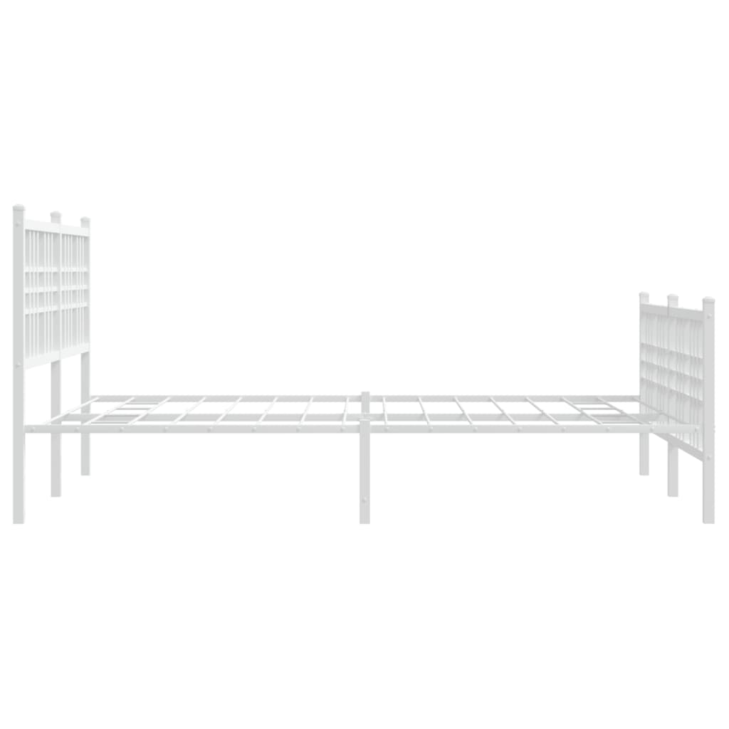 Sengeramme i metall med hode- og fotgavl hvit 120x200 cm