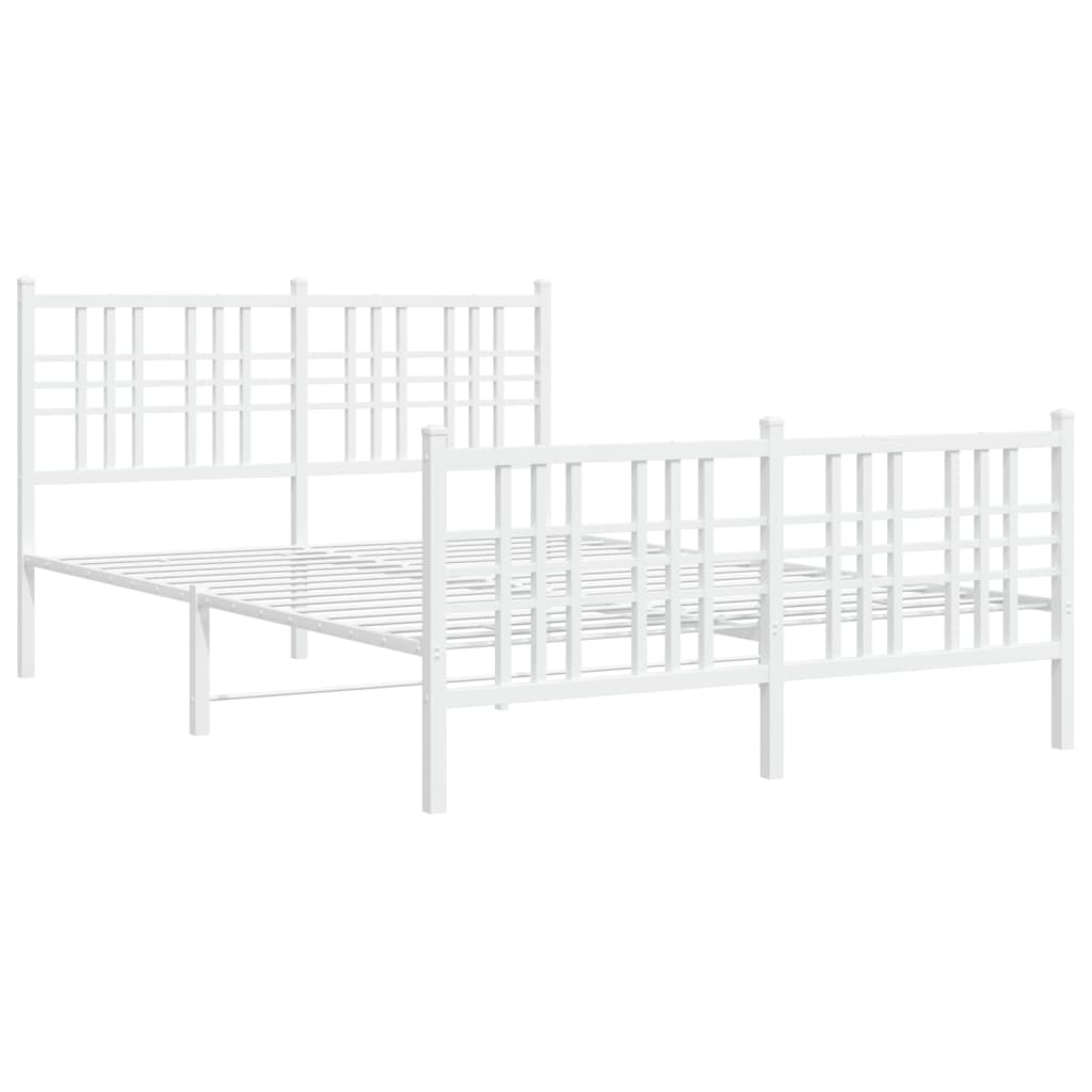 Sengeramme i metall med hode- og fotgavl hvit 137x190 cm
