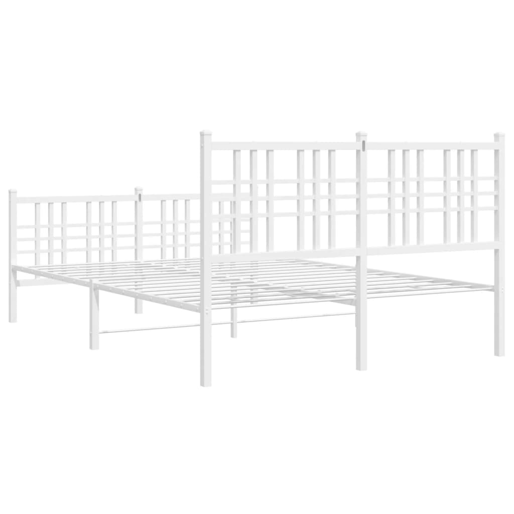 Sengeramme i metall med hode- og fotgavl hvit 140x190 cm