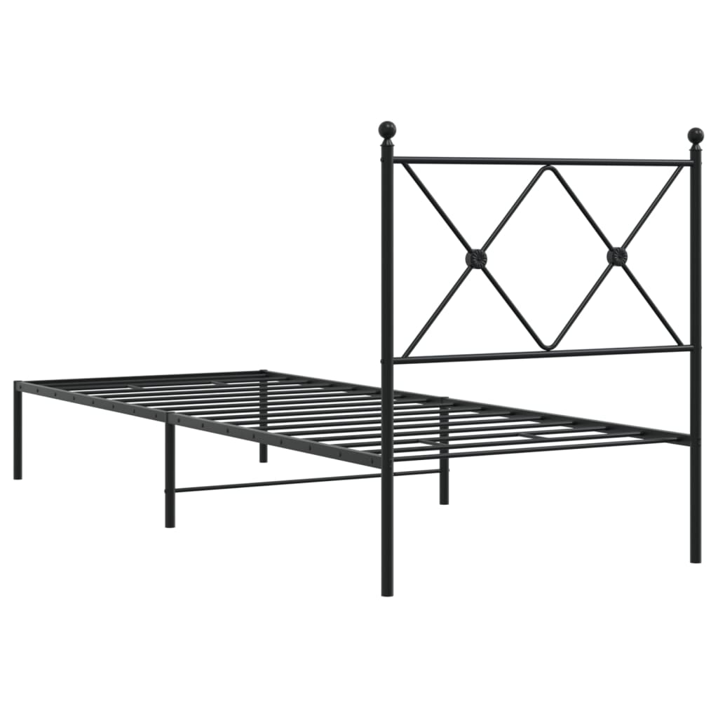 Sengeramme i metall med hodegavl svart 75x190 cm