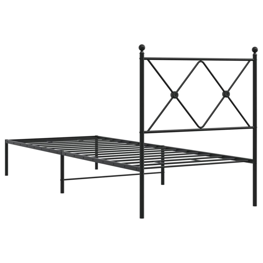 Sengeramme i metall med hodegavl svart 80x200 cm