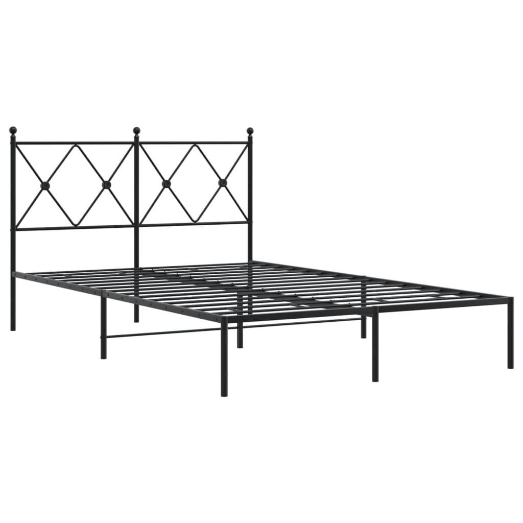 Sengeramme i metall med sengegavl svart 120x200 cm