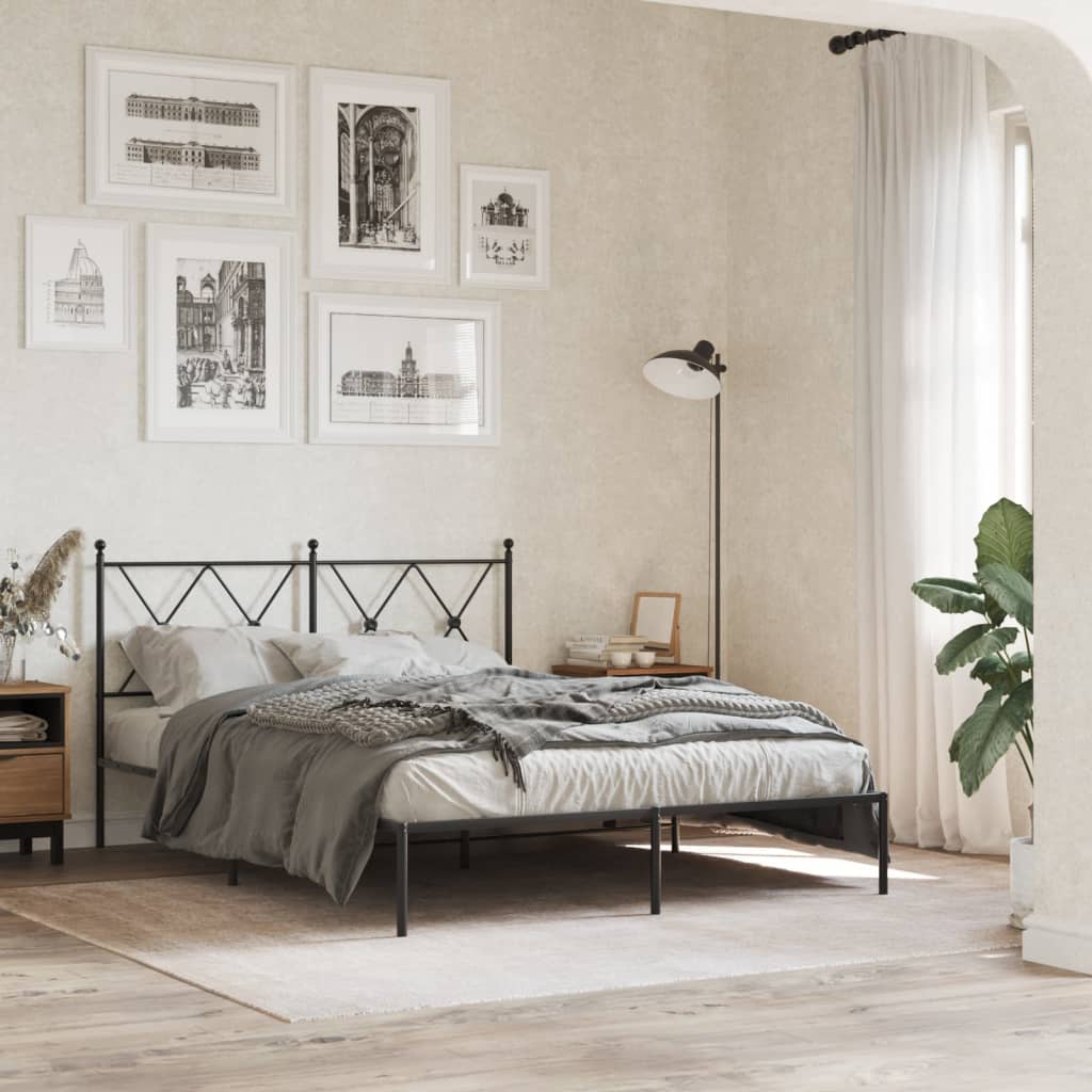Sengeramme i metall med hodegavl svart 140x190 cm
