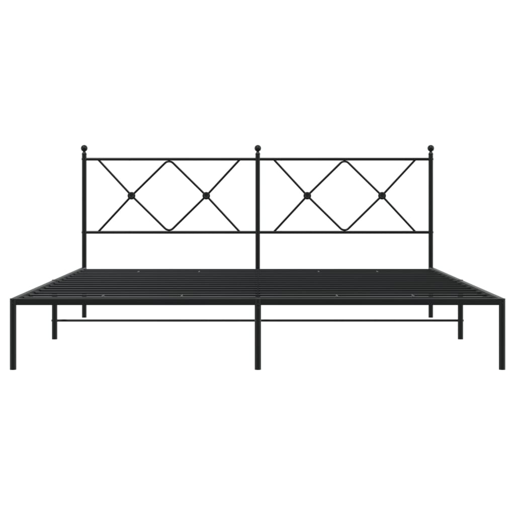 Sengeramme i metall med sengegavl svart 183x213 cm