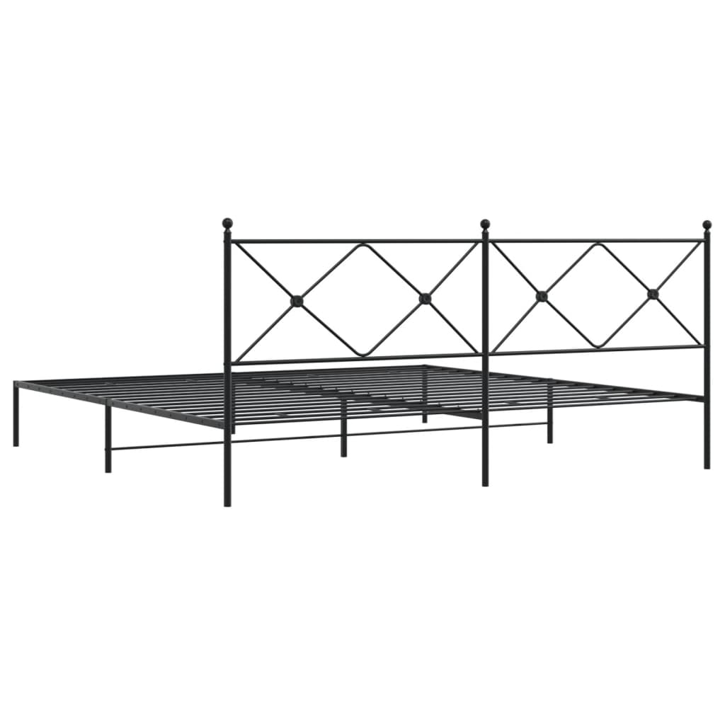 Sengeramme i metall med sengegavl svart 193x203 cm