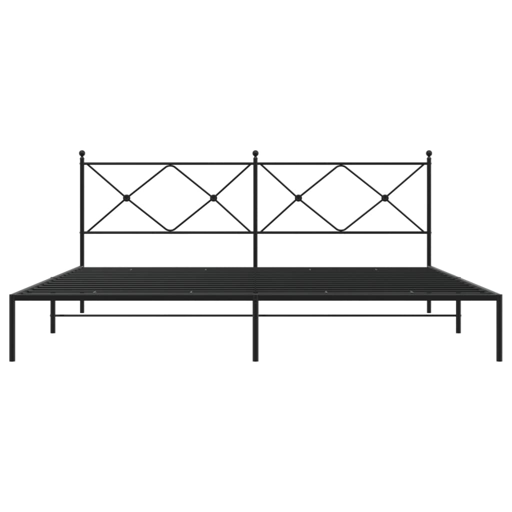 Sengeramme i metall med sengegavl svart 200x200 cm