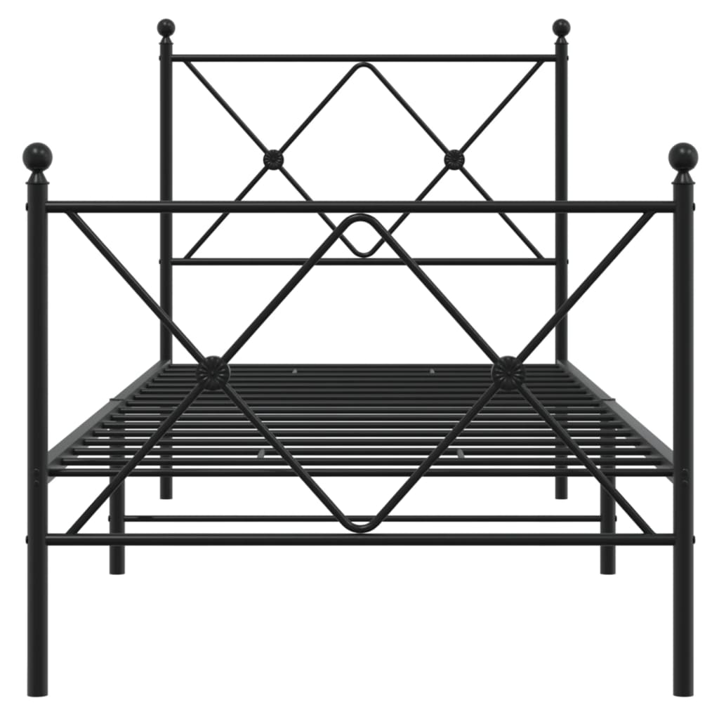 Sengeramme i metall med hode- og fotgavl svart 75x190 cm