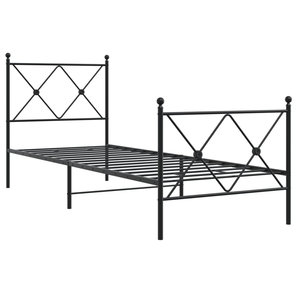 Sengeramme i metall med hode- og fotgavl svart 80x200 cm