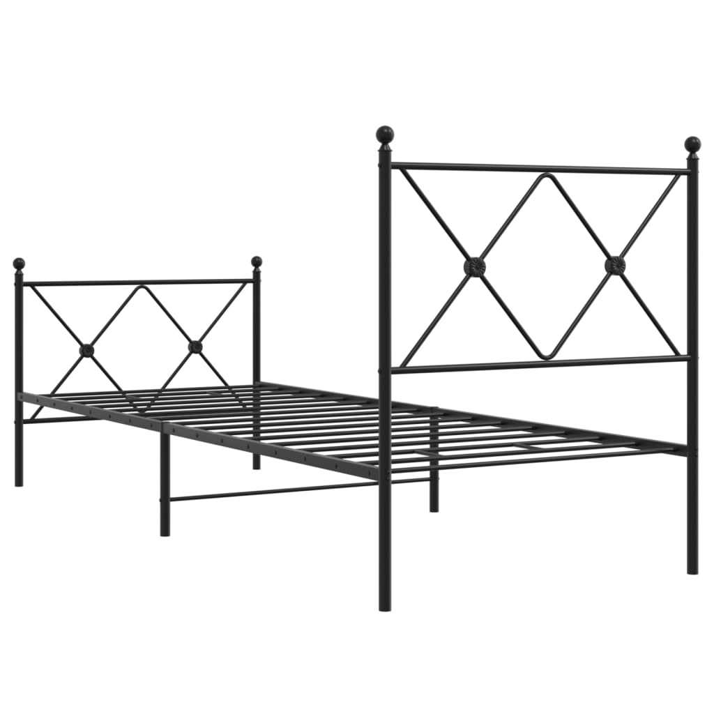 Sengeramme i metall med hode- og fotgavl svart 80x200 cm