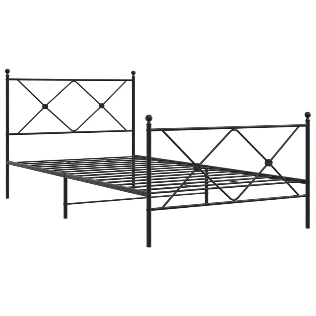 Sengeramme i metall med hode- og fotgavl svart 100x200 cm