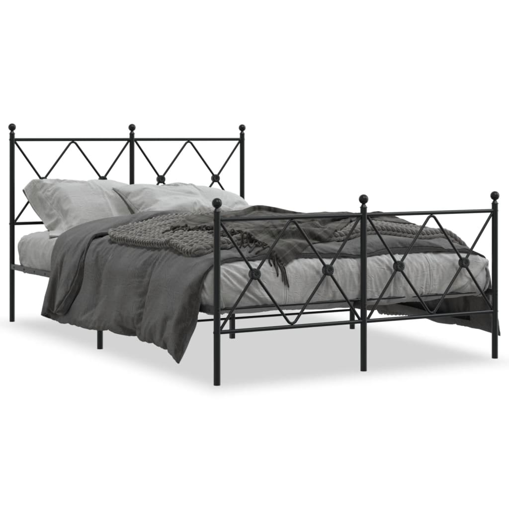 Sengeramme i metall med hode- og fotgavl svart 120x190 cm
