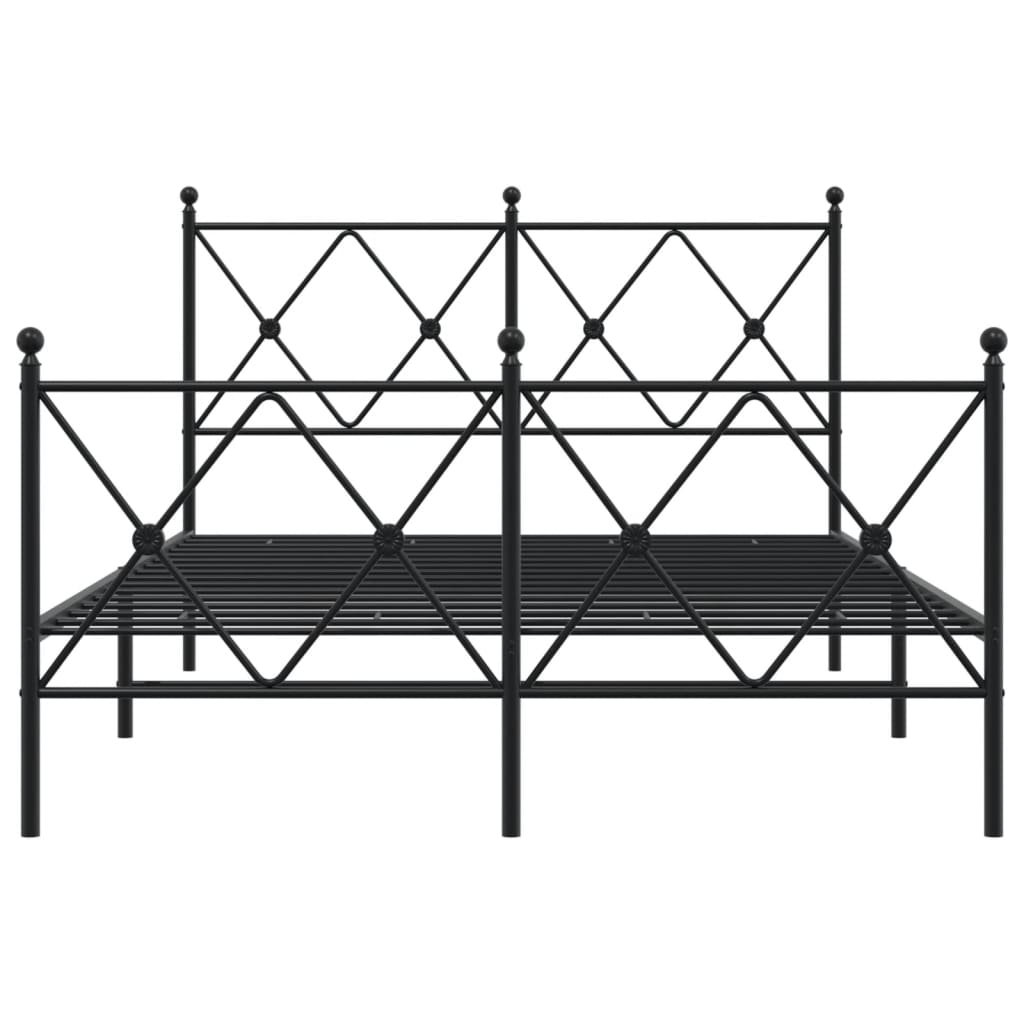 Sengeramme i metall med hode- og fotgavl svart 120x200 cm