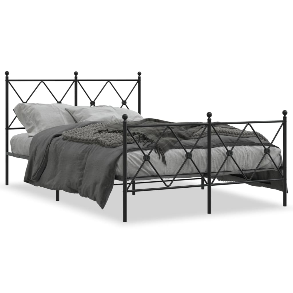 Sengeramme i metall med hode- og fotgavl svart 120x200 cm
