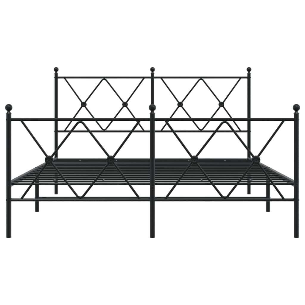 Sengeramme i metall med hode- og fotgavl svart 137x190 cm