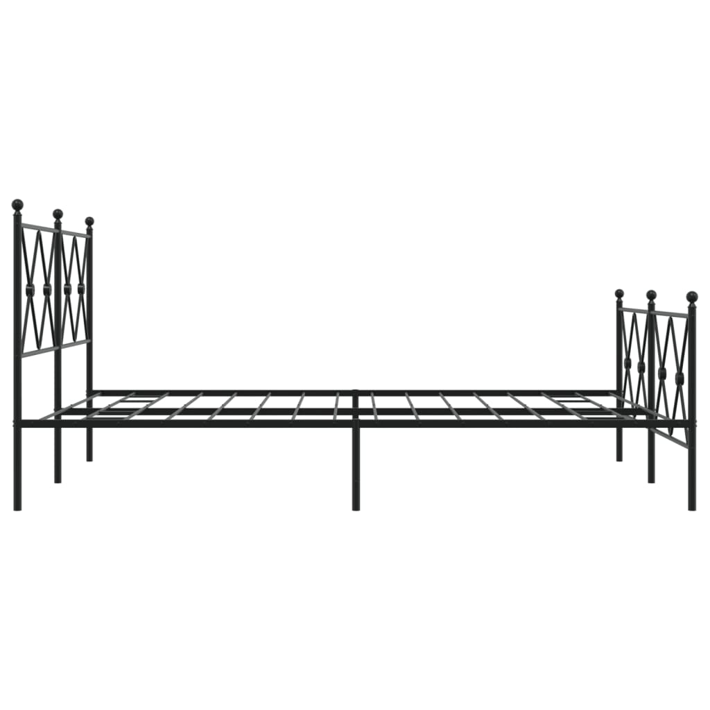 Sengeramme i metall med hode- og fotgavl svart 137x190 cm