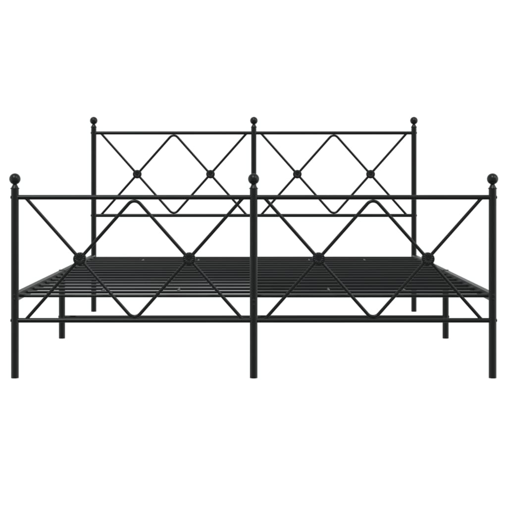 Sengeramme i metall med hode- og fotgavl svart 150x200 cm