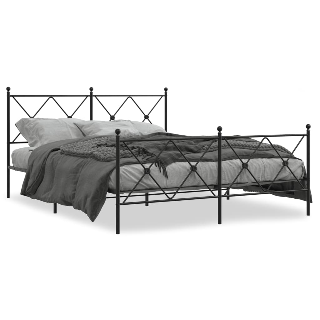 Sengeramme i metall med hode- og fotgavl svart 150x200 cm