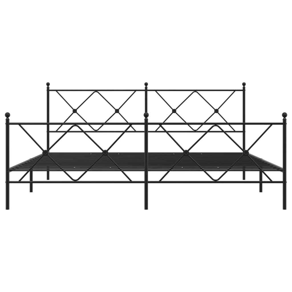 Sengeramme i metall med hode- og fotgavl svart 183x213 cm