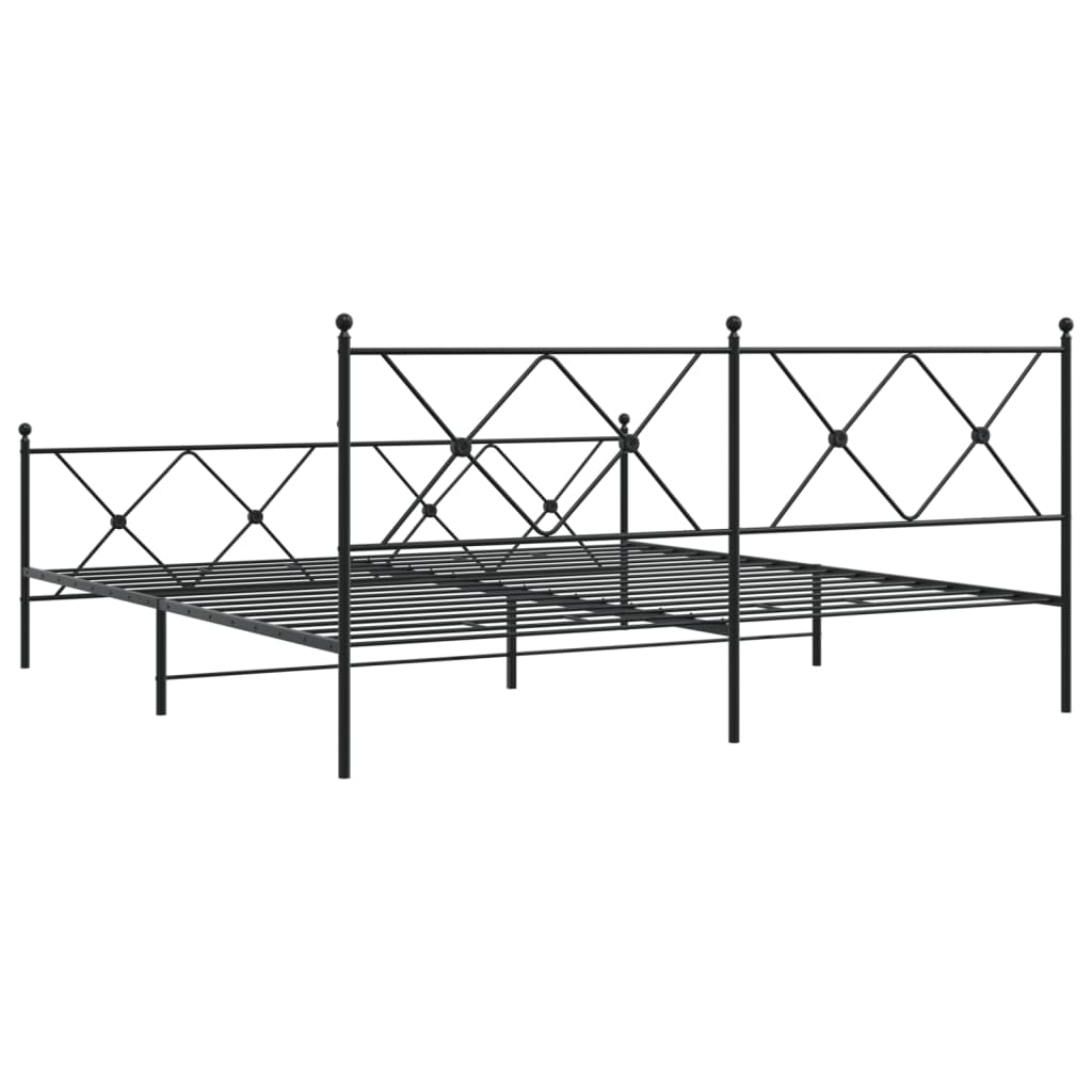Sengeramme i metall med hode- og fotgavl svart 183x213 cm