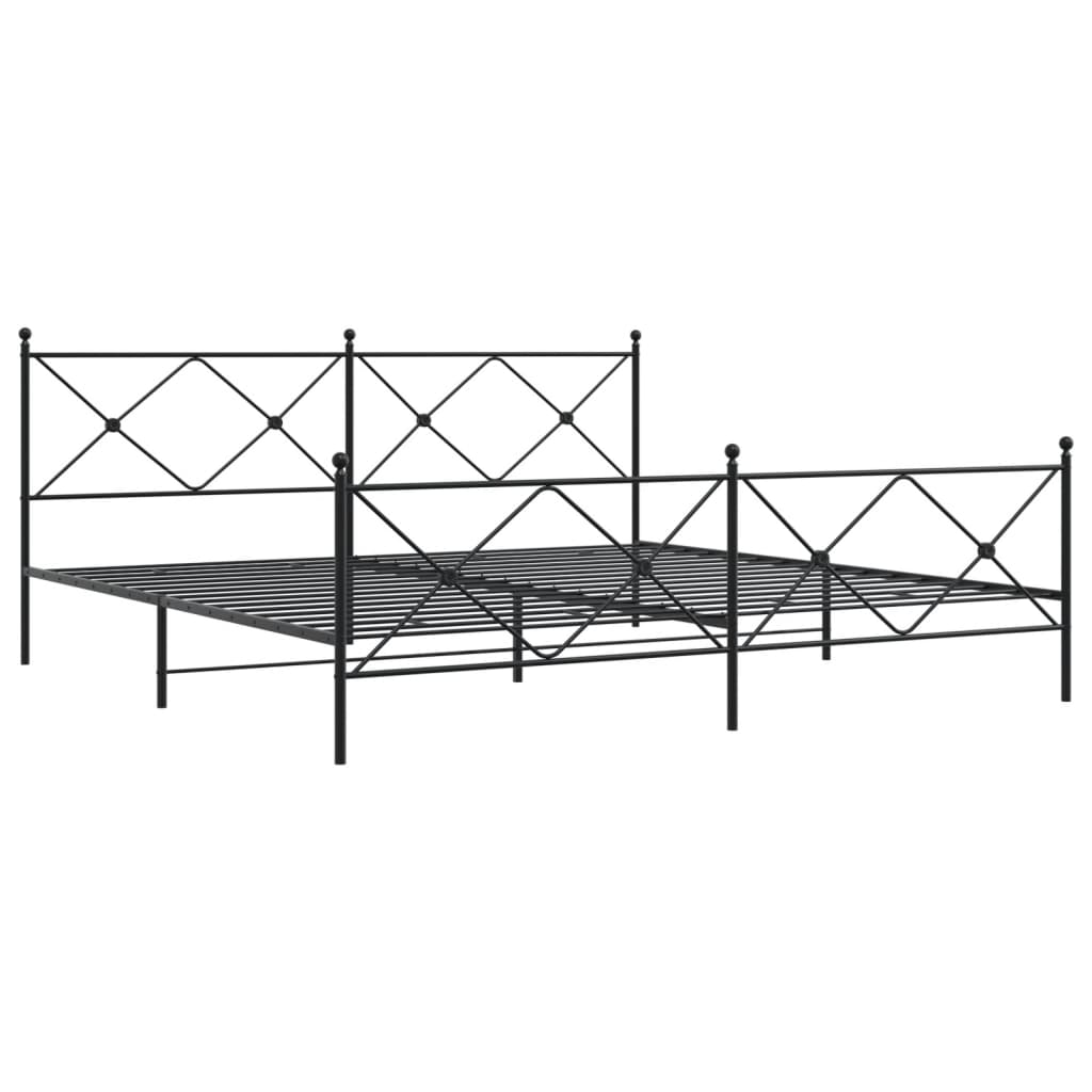 Sengeramme i metall med hode- og fotgavl svart 193x203 cm