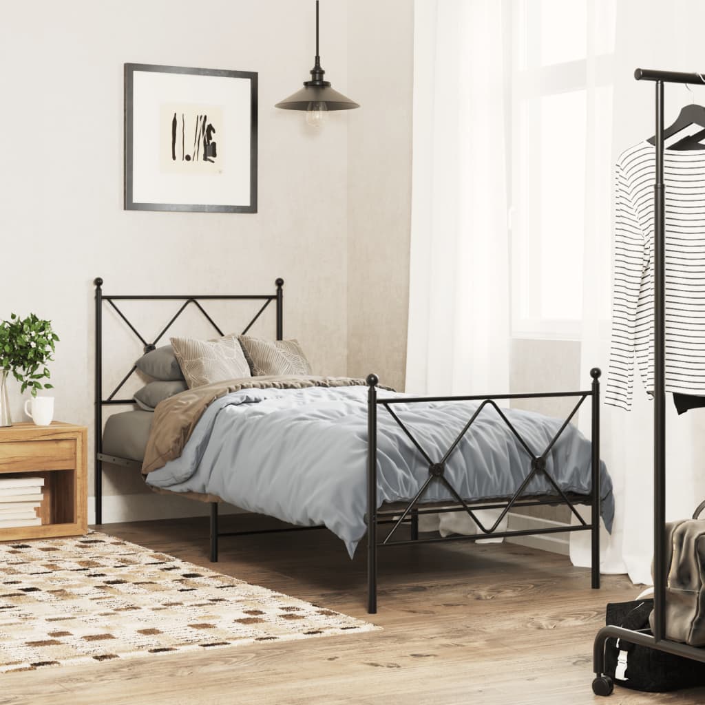 Utskiftbar sengegavl i metall svart 75 cm