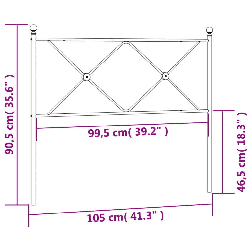 Utskiftbar sengegavl i metall svart 100 cm
