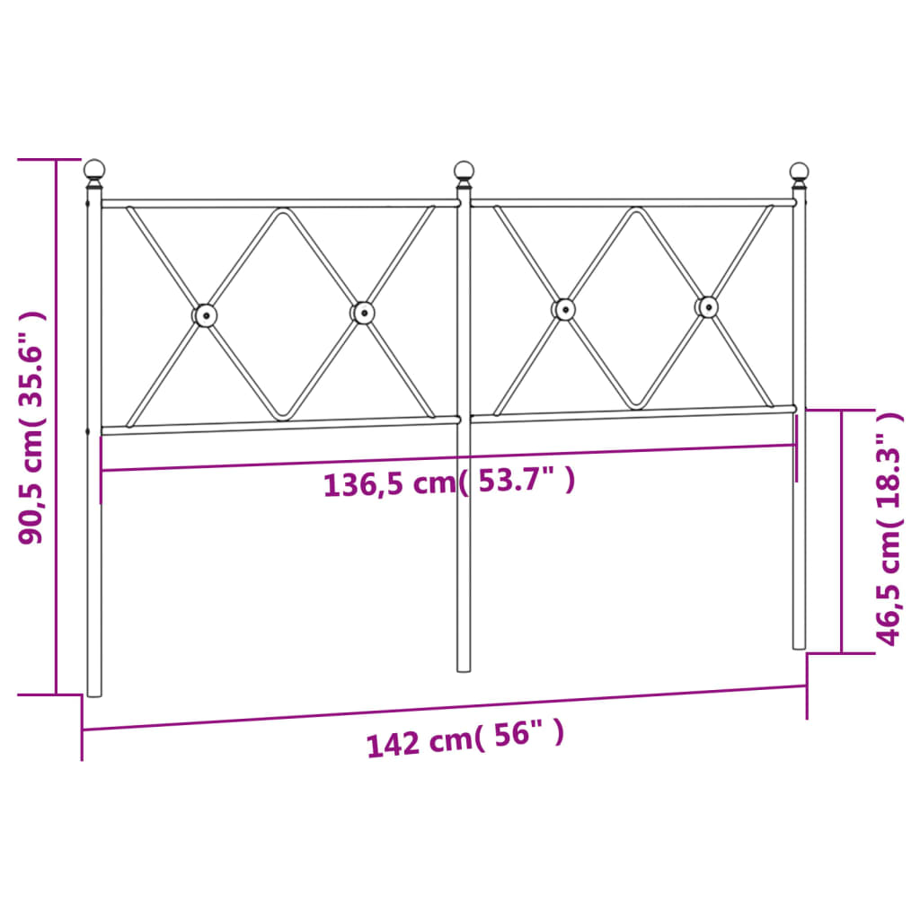 Utskiftbar sengegavl i metall svart 137 cm
