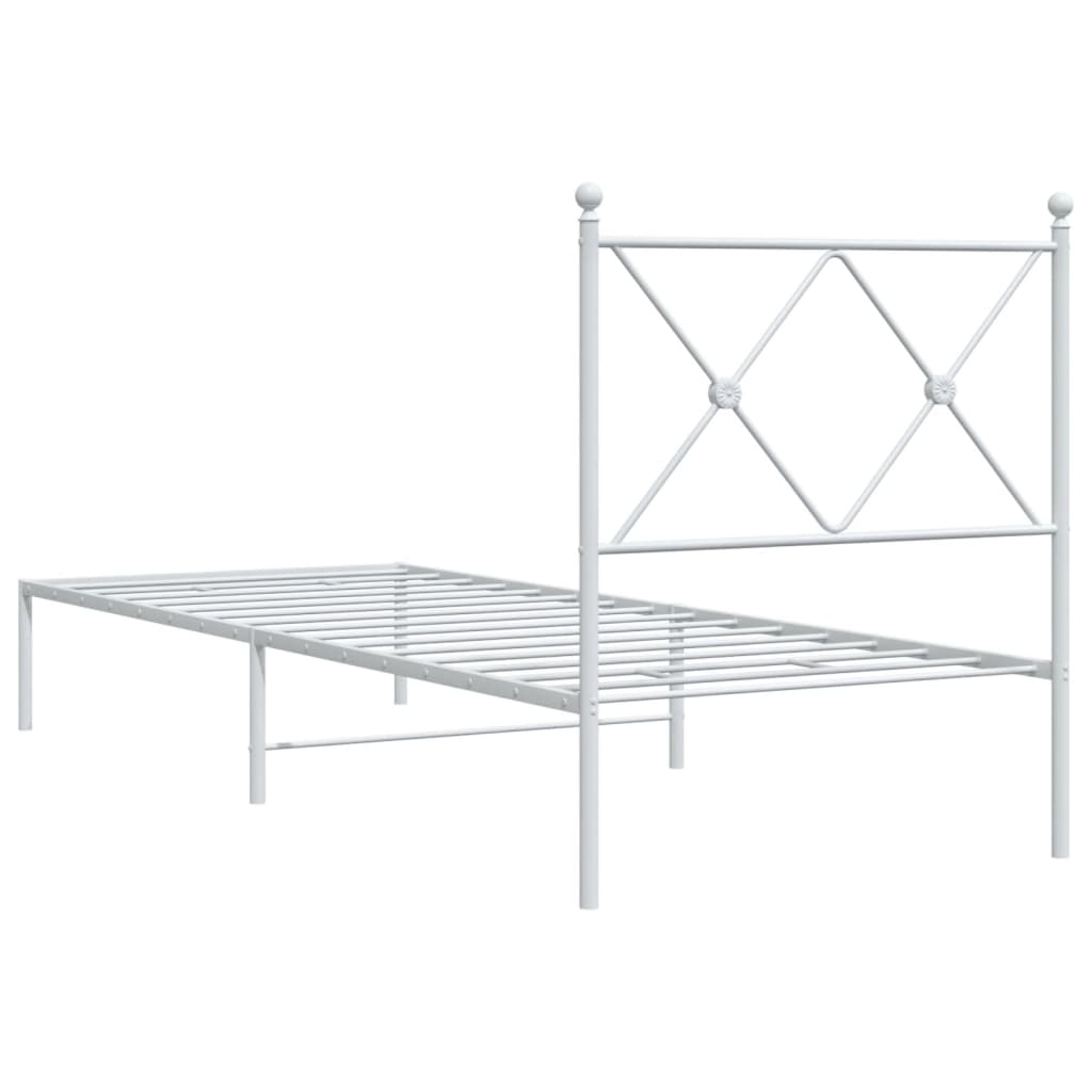 Sengeramme i metall uten madrass med hodegavl hvit 75x190 cm