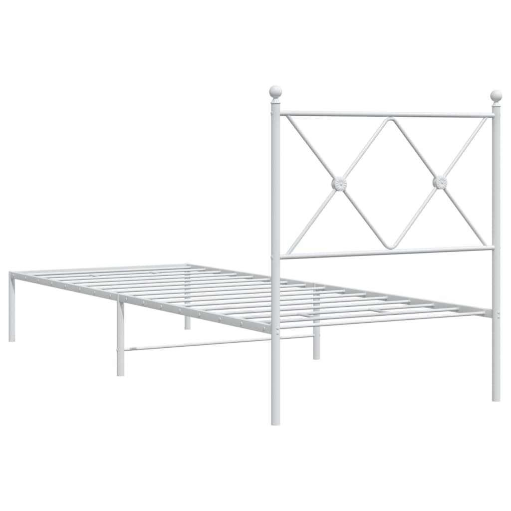 Sengeramme i metall med hodegavl hvit 80x200 cm