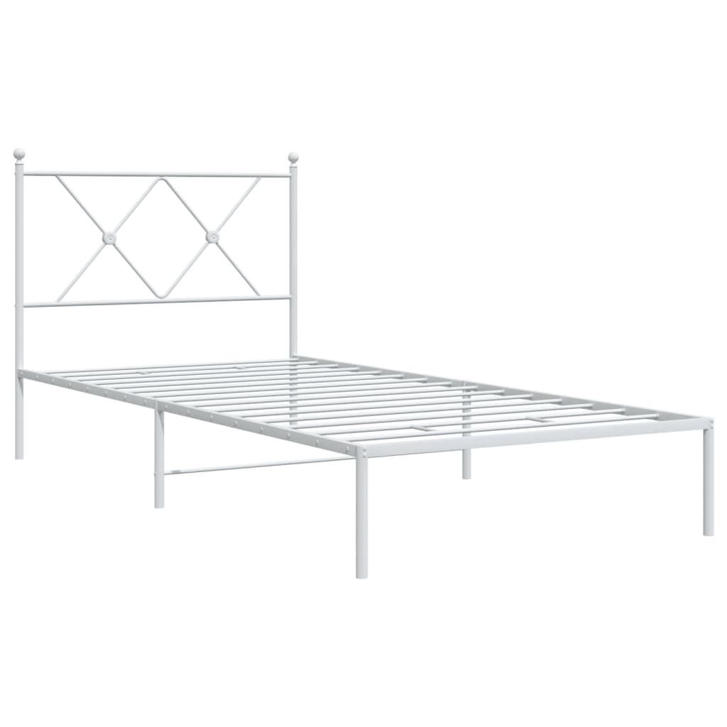 Sengeramme i metall med hodegavl hvit 90x190 cm