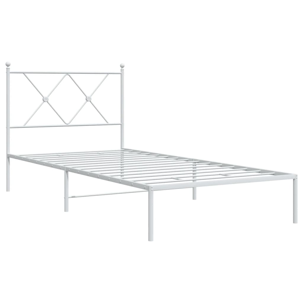 Sengeramme i metall med hodegavl hvit 90x200 cm