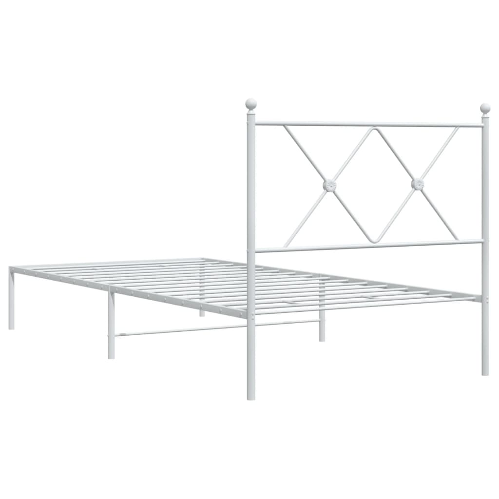Sengeramme i metall med hodegavl hvit 90x200 cm