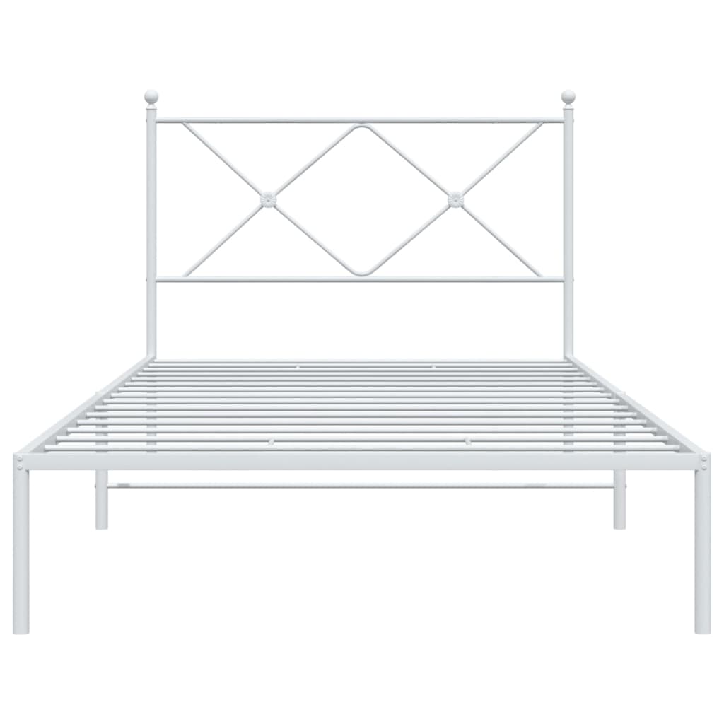 Sengeramme i metall med hodegavl hvit 100x190 cm