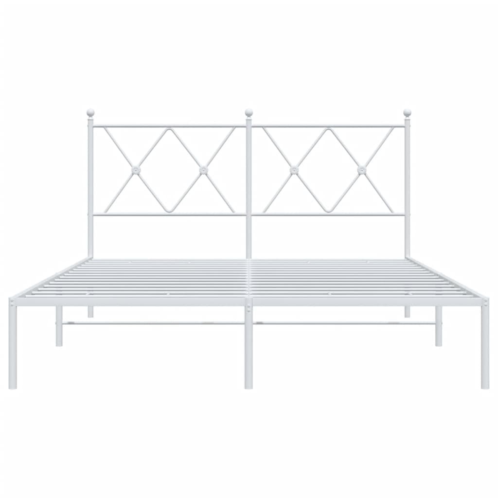 Sengeramme i metall med hodegavl hvit 135x190 cm