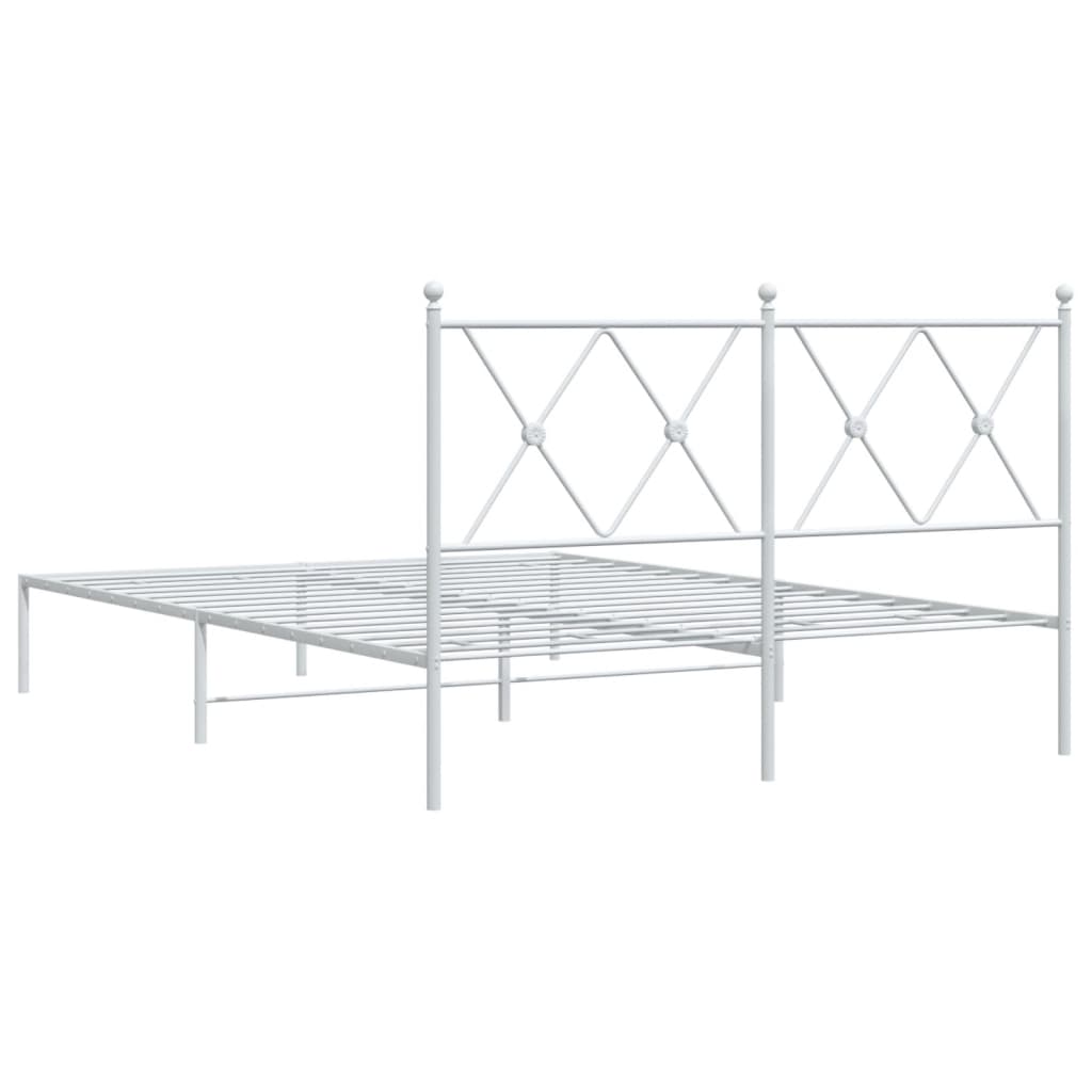 Sengeramme i metall med hodegavl hvit 140x190 cm