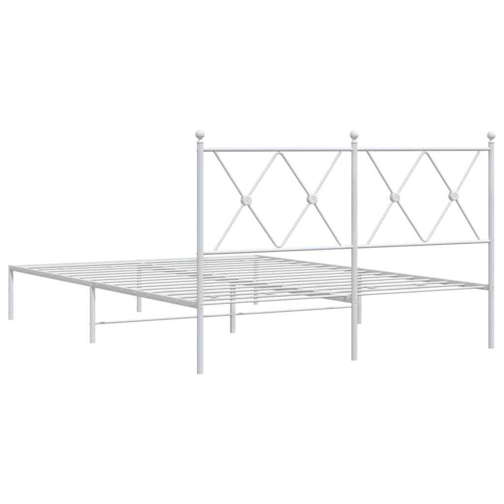 Sengeramme i metall med hodegavl hvit 140x200 cm