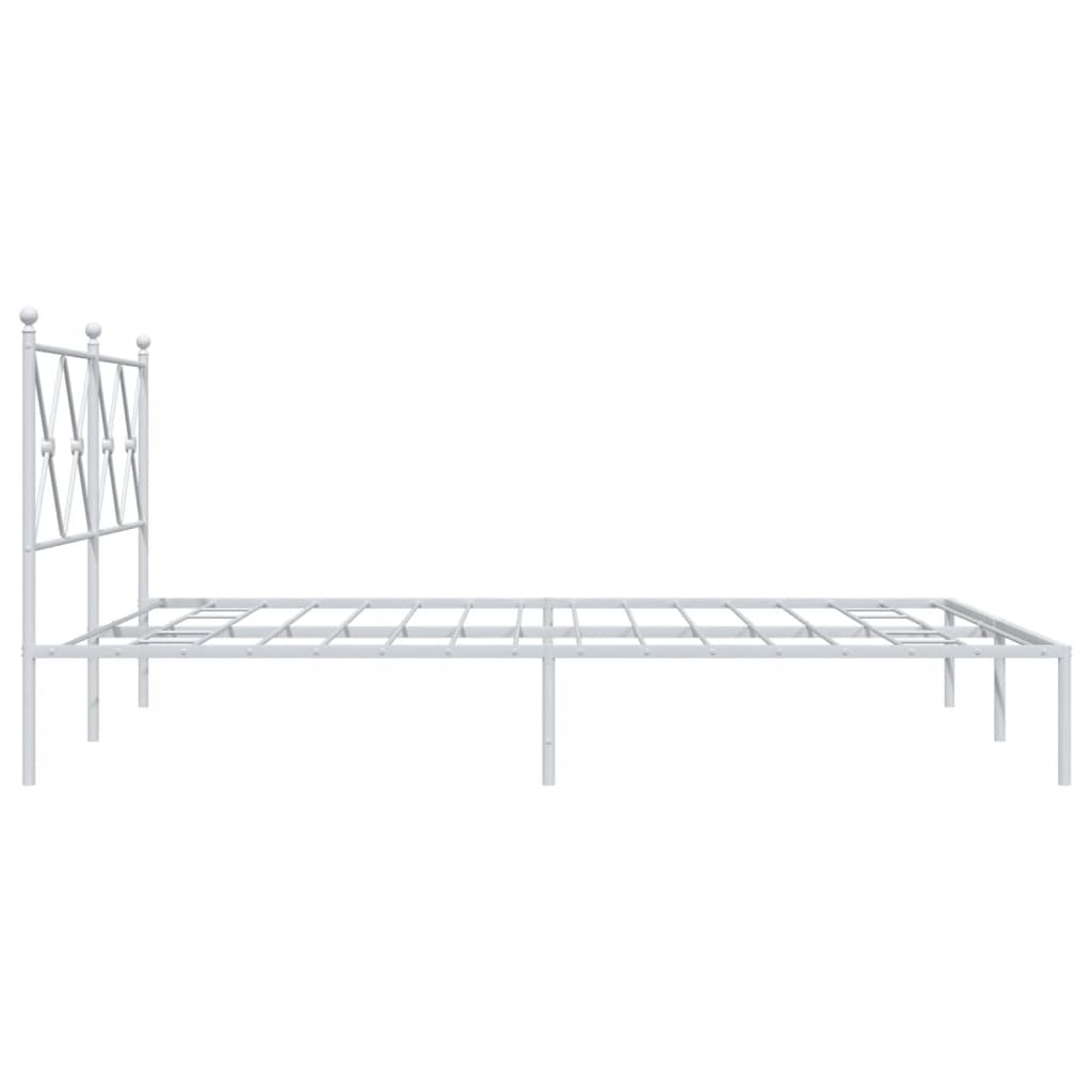 Sengeramme i metall med sengegavl hvit 150x200 cm