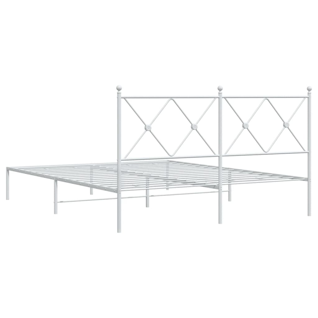 Sengeramme i metall med sengegavl hvit 150x200 cm